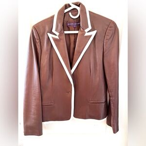 Vintage Ralph Lauren collection, brown, lambskin, leather jacket women’s size 10
